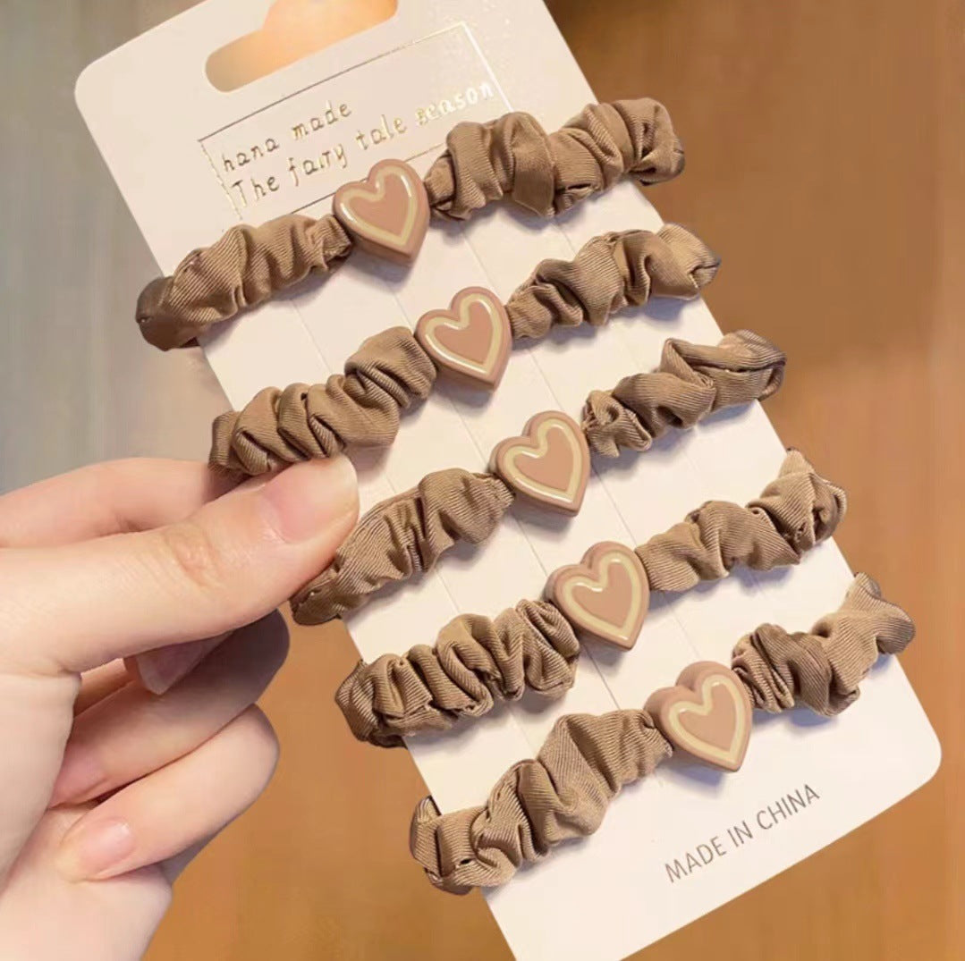 Wholesale 5PCS Plastic Love High Elastic Hair Ties